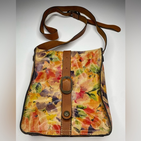 Patricia Nash Venezia 100% Italian Leather Floral Crossbody Bag - Picture 2 of 12